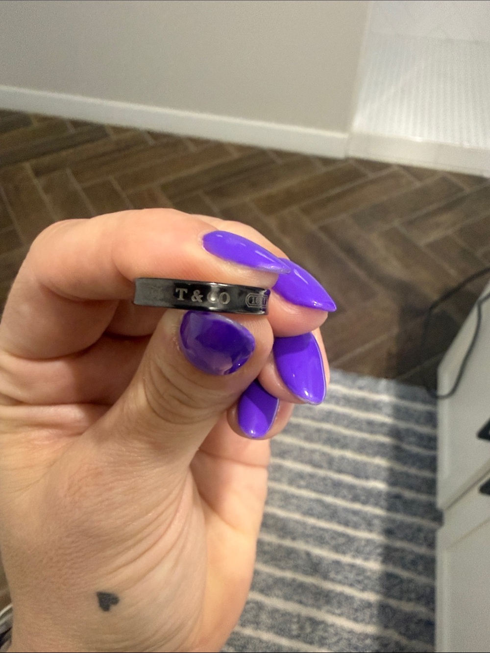 Tiffany & Co. Black Stainless Steel Ring with Subtle Logo